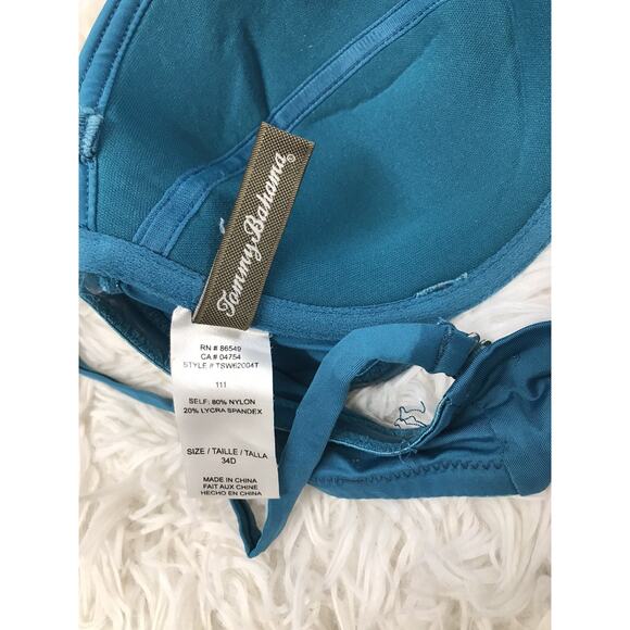 Tommy Bahama women's Swim top bikini top tie back blue 34D Unlined Underwired - Picture 5 of 5